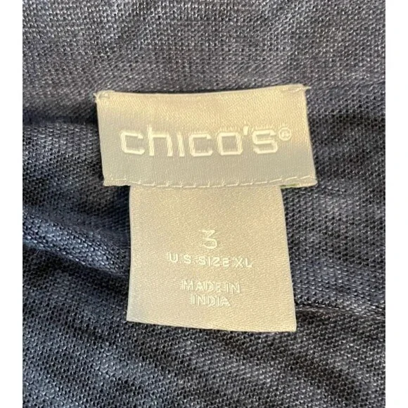 CHICOS Womens Knit TOP Long Sleeve BLUE Linen Size 3 (XL) - Picture 5 of 5
